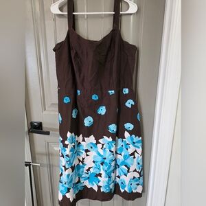 Studio I Womans Size 18 Brown And Blue Floral Dress